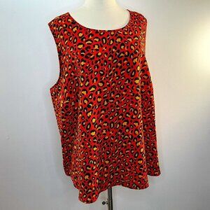 KENAR Women's Red-Orange Leopard Tank Top - Size 3X - NWT